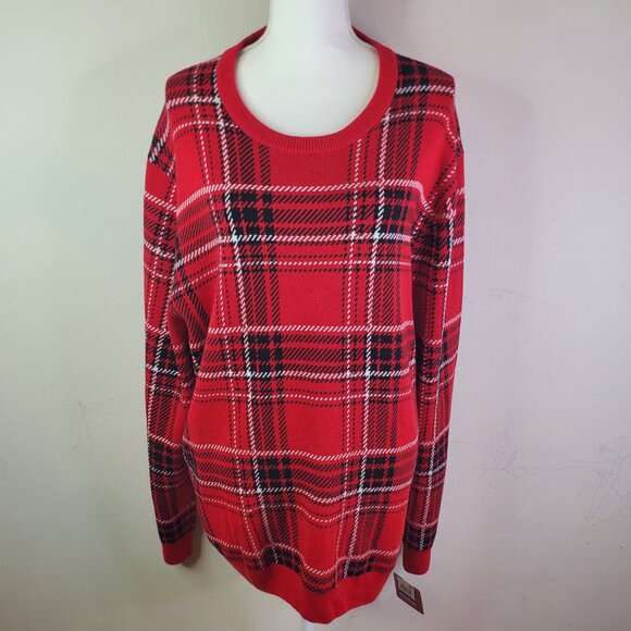 Charter Club Mens Red Plaid Holiday Pullover Sweater XXL - Picture 4 of 10